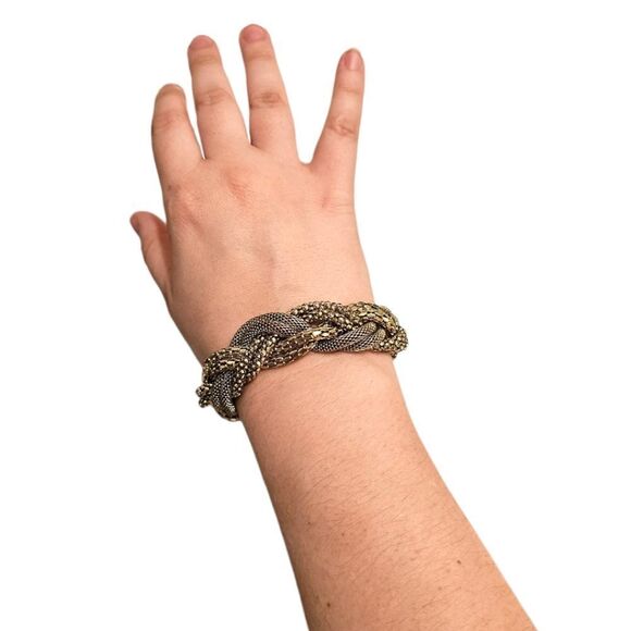 Vintage Magnetic Mesh Ropes Gold Tone Bracelet - Picture 3 of 13